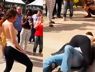 Feminista da ‘Surra de Peito’ em macho opressor em plena praça de Ribeirão Preto
