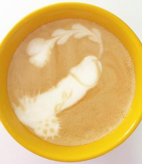 Latte arte: barista desenha pintos em café