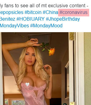 Modelos Eróticas tiram proveito do #coronavirus para atrair novos seguidores e clientes